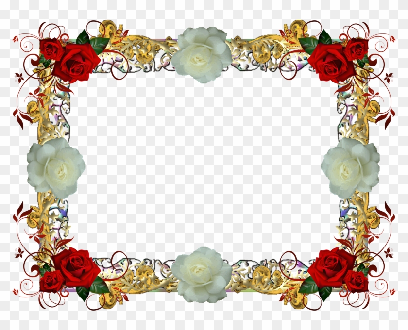 Red And White Rose Frame 1 By Lady1venus - Red Roses Greeting Cards #535230