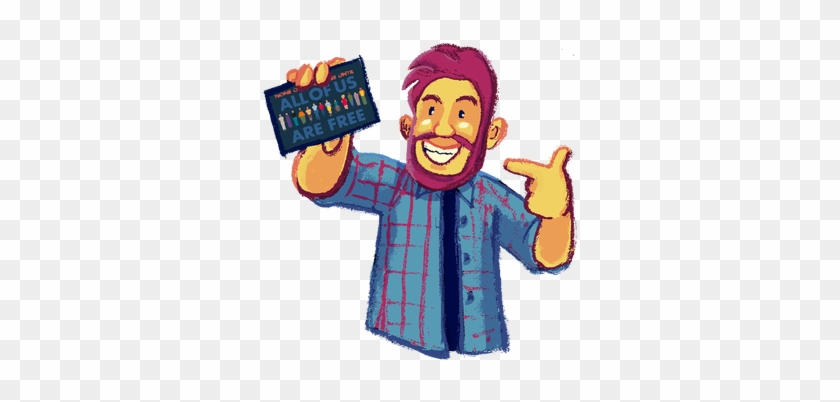 Illustration Of A Bearded Man Holding A Postcard - Cartoon #535380
