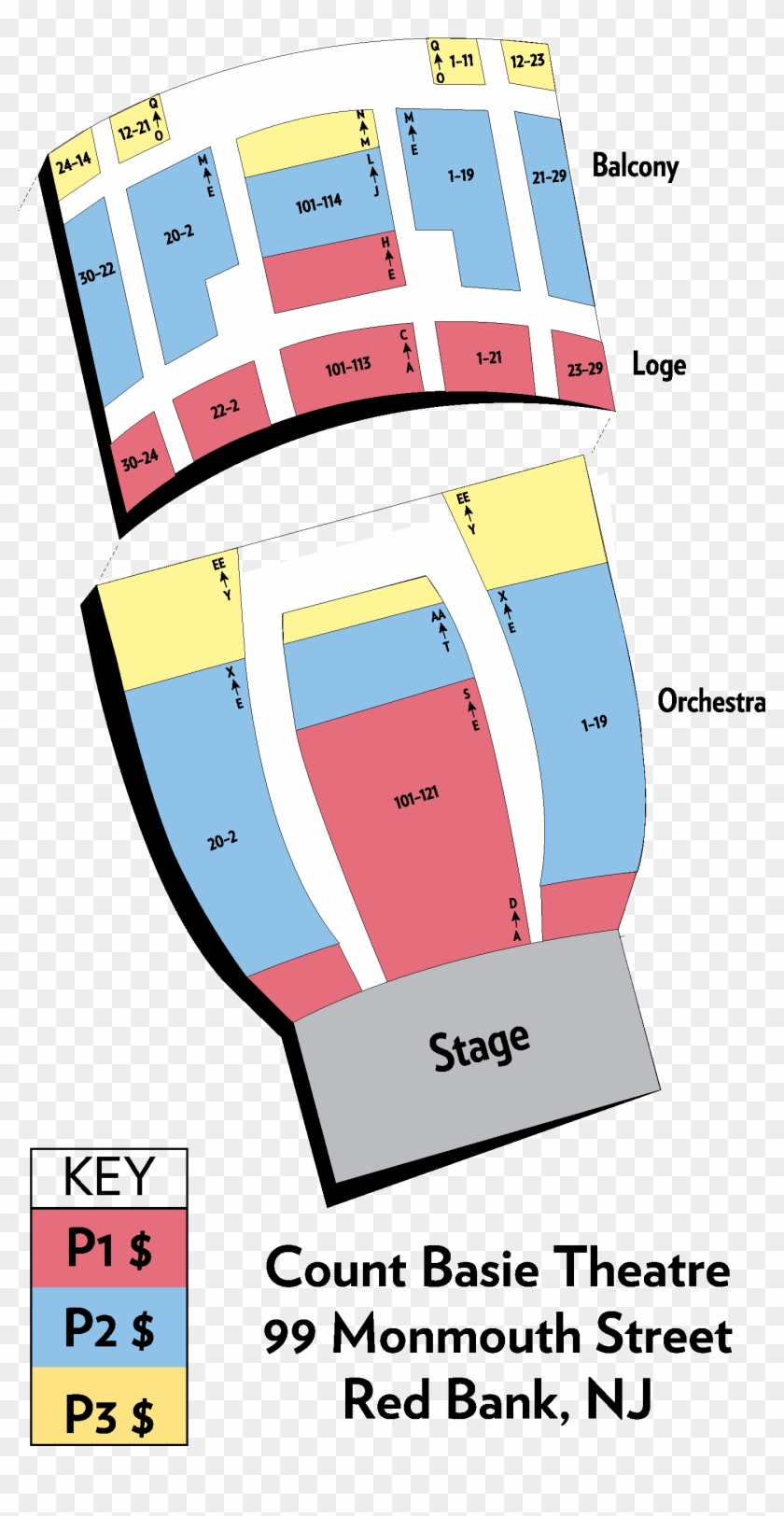 2017-18 Season Pops Seating At Count Basie Center For - Count Basie Theatre Seating Chart #541807