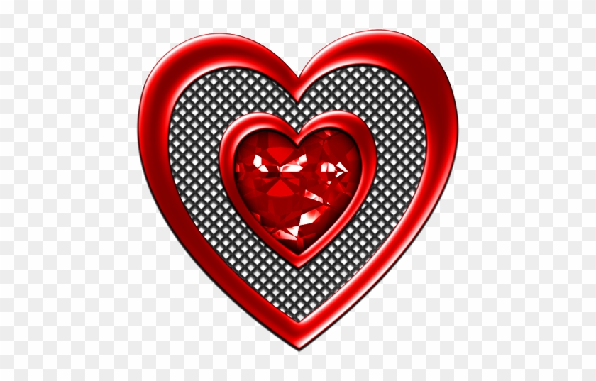 Jeweled Heart Red - Clip Art #97588