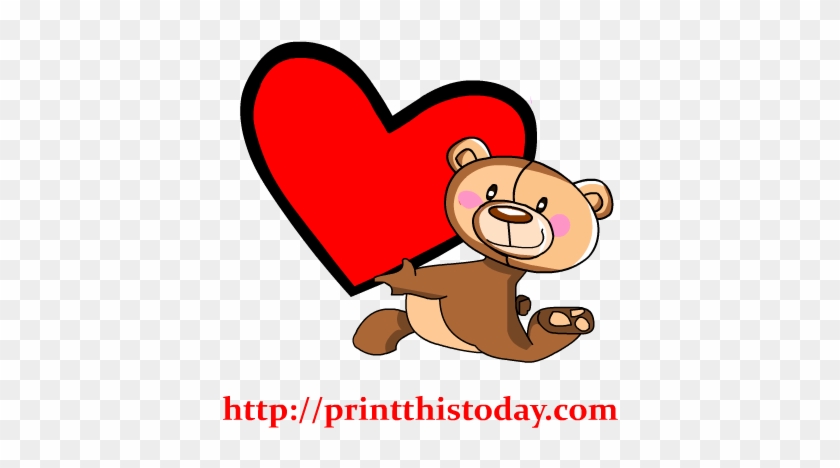 Teddy Bear Holding A Big Heart Clip Art - Bear #98098