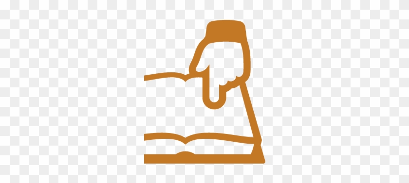 Orange Icon Of Hand Pointing At A Book, Representing - User Guide #100185