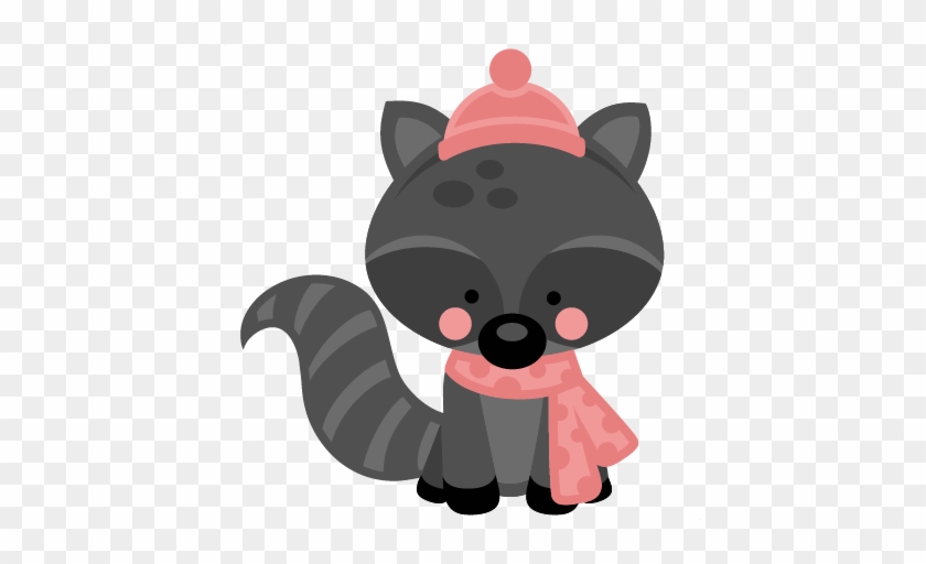 Girl Winter Raccoon Svg Scrapbook Cut File Cute Clipart - Cute Winter Animal Clipart #101300