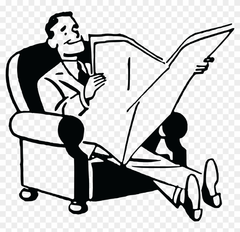 Free Clipart Of A Black And White Retro Man Reading - Man Reading Newspaper Clipart #101339