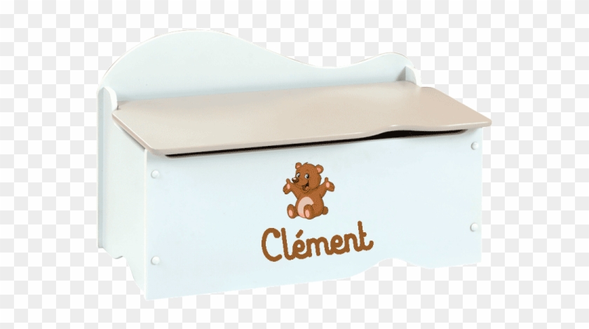 Coffre À Jouets Blanc/taupe À Personnaliser Avec Un - Label #548483