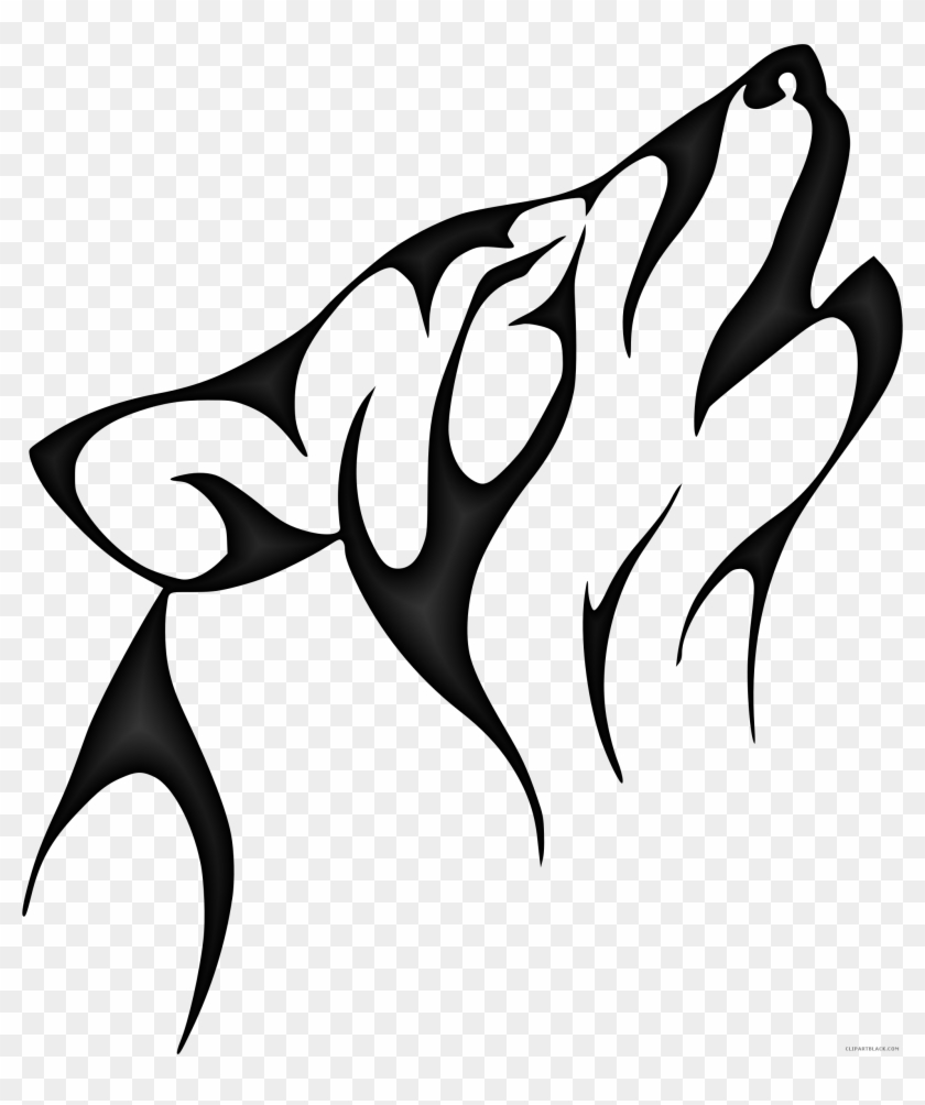 Tribal Wolf Animal Free Black White Clipart Images - Wolf Head Drawing Easy #554844