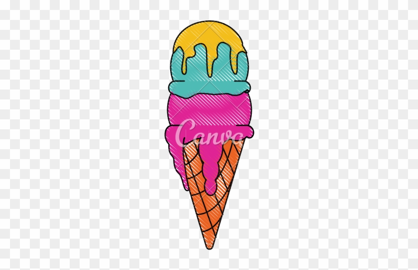 Ice Cream Cone With Two Scoops Icon Image - Vector Graphics #555809