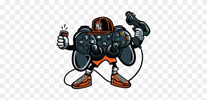 Lets Play 2 Ladies Printed T-shirt Controller Cartoon #556584