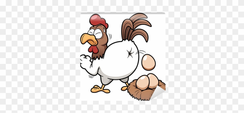 Vector Illustration Of Cartoon Hen Wall Mural • Pixers® - Cartoon Chicken Eggs #556996