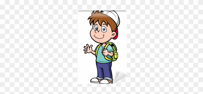 Vector Illustration Of Boy Go To School Wall Mural - Garcon Ecole Clipart #558086