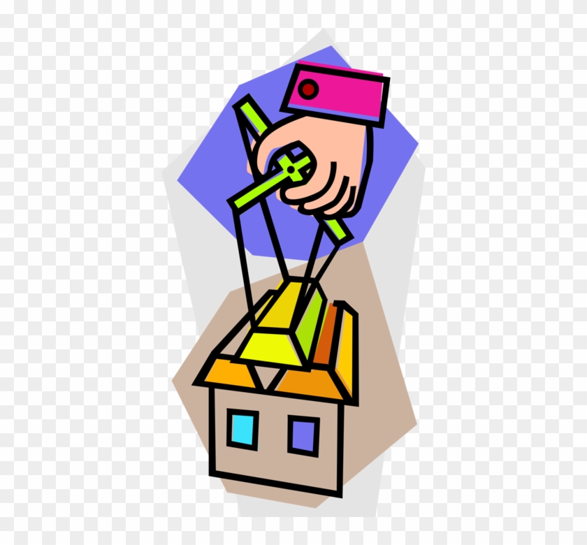 Vector Illustration Of Hand With Puppet Strings Manipulates - Real Estate #560344