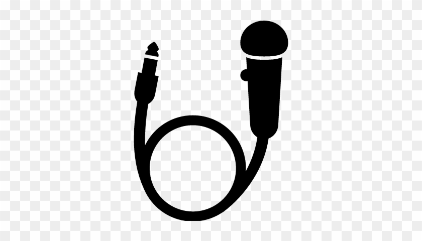 Circular Microphone With Cord And Jack Vector - Microphone Cable Vector #560356