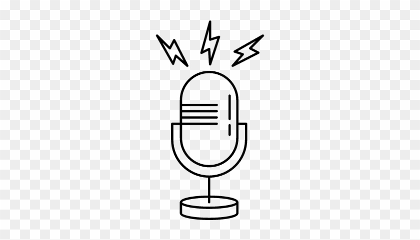 Microphone Outline With Opened Line Vector - Microphone #560453