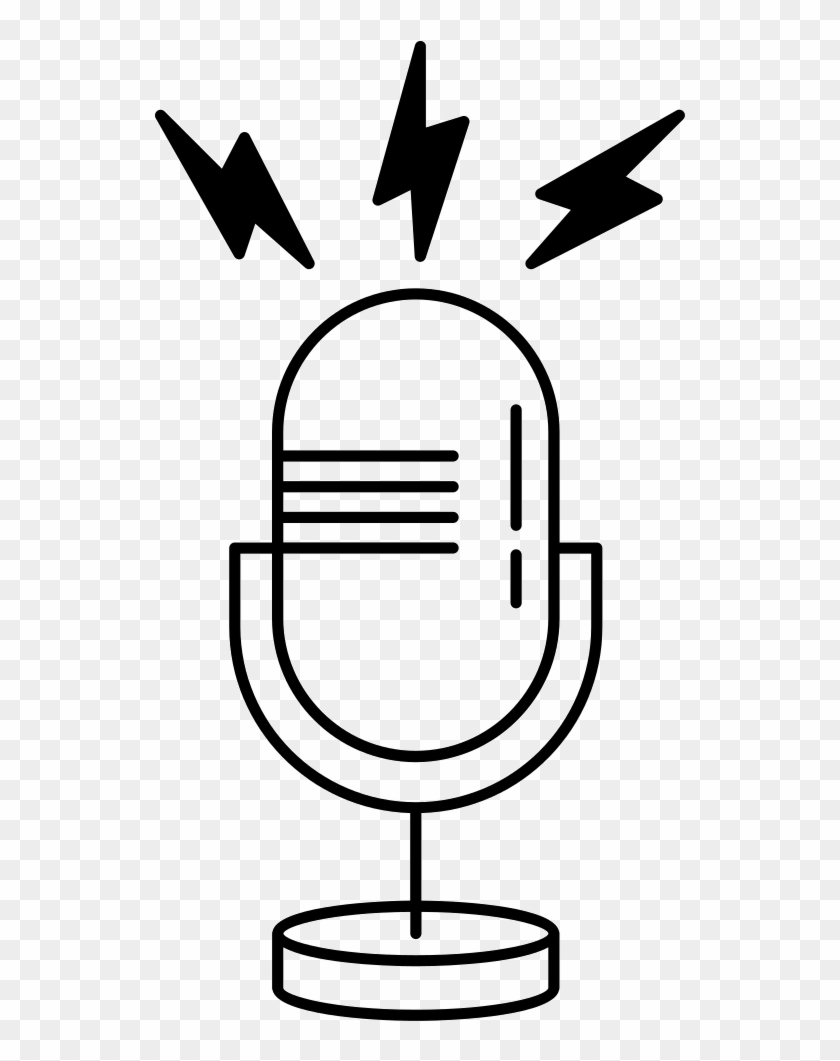 Microphone Outline With Opened Line Comments - Microphone #560484