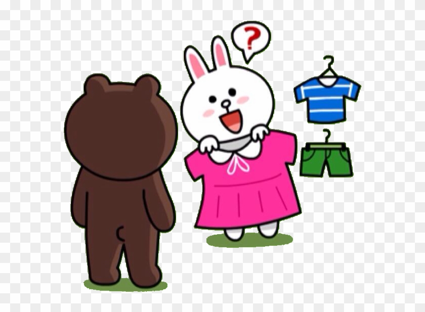 Shopping For Clothing With Cony And Brown - สติ๊กเกอร์ ไลน์ Brown #561699