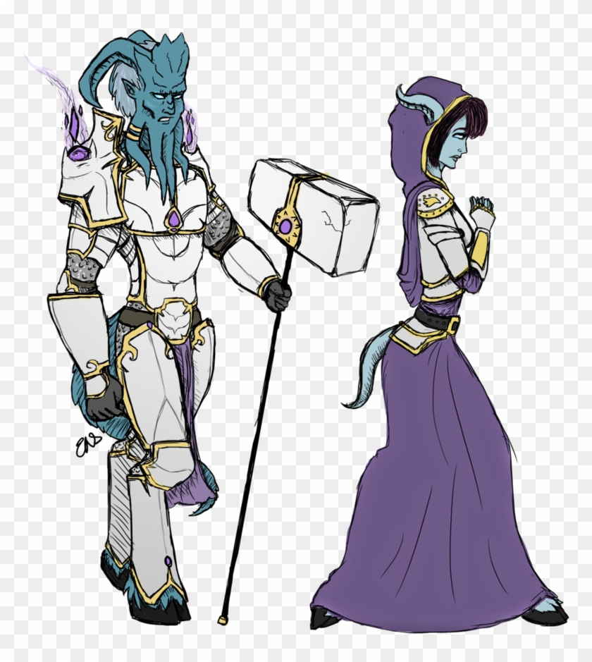 Draenei Paladin And Priest By Darkliath - Cartoon #563035