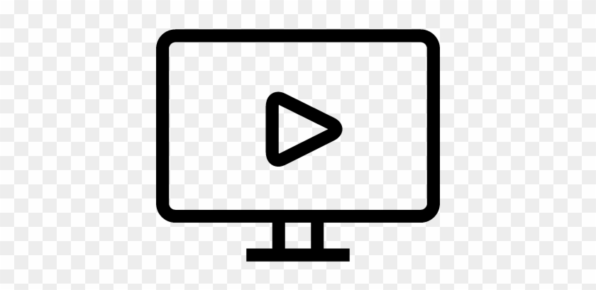 Multimedia Play Button Symbol On Monitor Screen Vector - Monitor With Play Button #564558