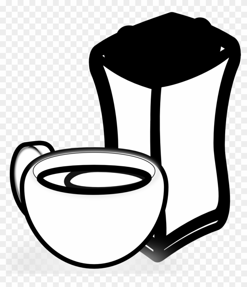 » Clip Art » Cup Of Coffee With Sack Of Coffee - Coffee Bean #566942
