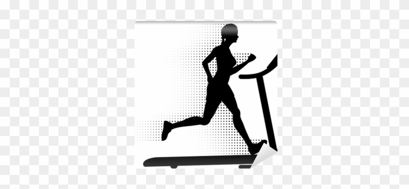 Woman Running On A Treadmill With Halftone Motion Trail - Man Running On A Treadmill #571227