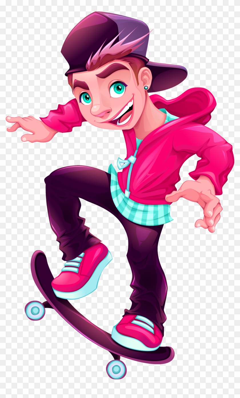 Skateboarding Ice Skating Cartoon - Skateboarding Ice Skating Cartoon #571663