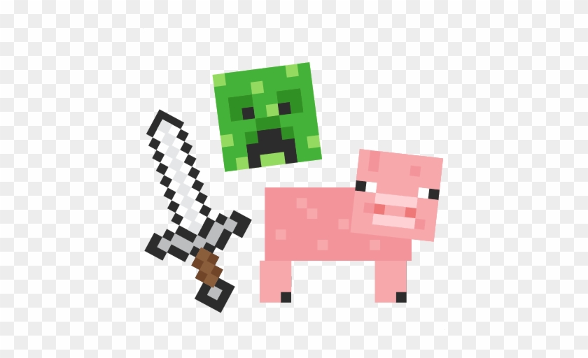 Block Figure Set Svg Scrapbook Cut File Cute Clipart - Thinkgeek Minecraft Foam Sword & Pickaxe Combo #580217