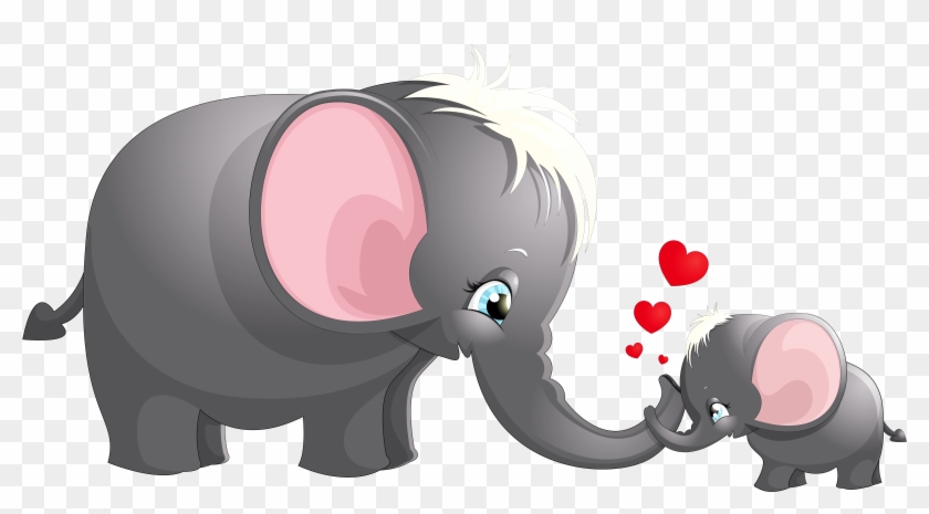 Complete Elephant Cartoon Pictures For Kids Transparent - Mom And Baby Elephant Clip Art #582243