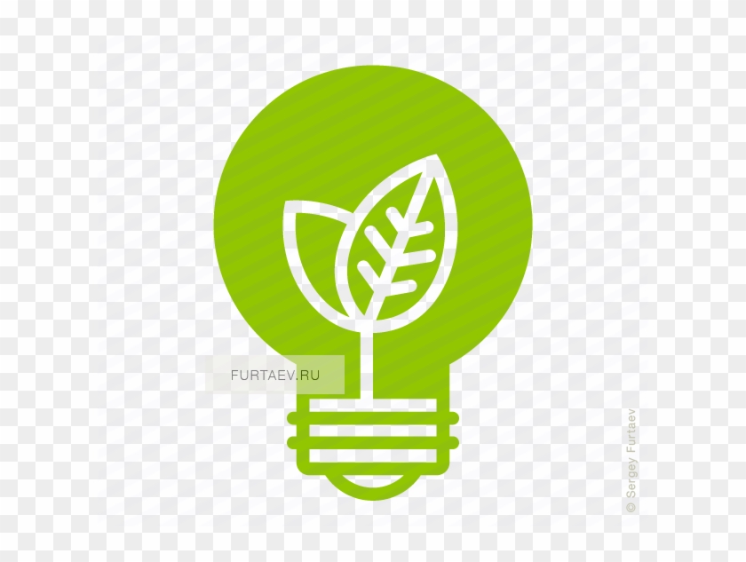 Vector Icon Of Electric Lamp With Young Shoots Growing - Ecology Icon #586022