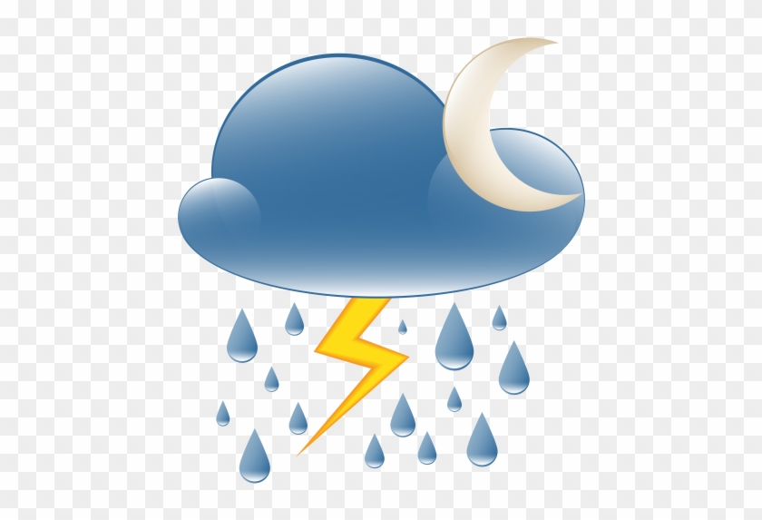 Thundery Showers Night Weather Icon Png Clip Art - Thundery Clipart #586690