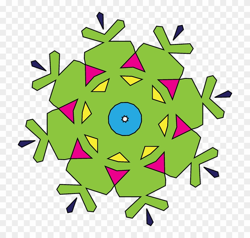 Kaleidoscope Geometric Shapes Abstract Pattern - Simple Green Snowflake Mugs #108103