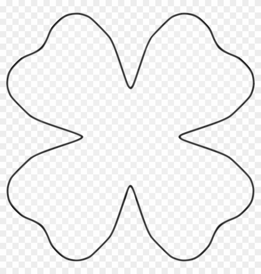 Flower 4 Petal Heart Template By Baj - Line Art #108317