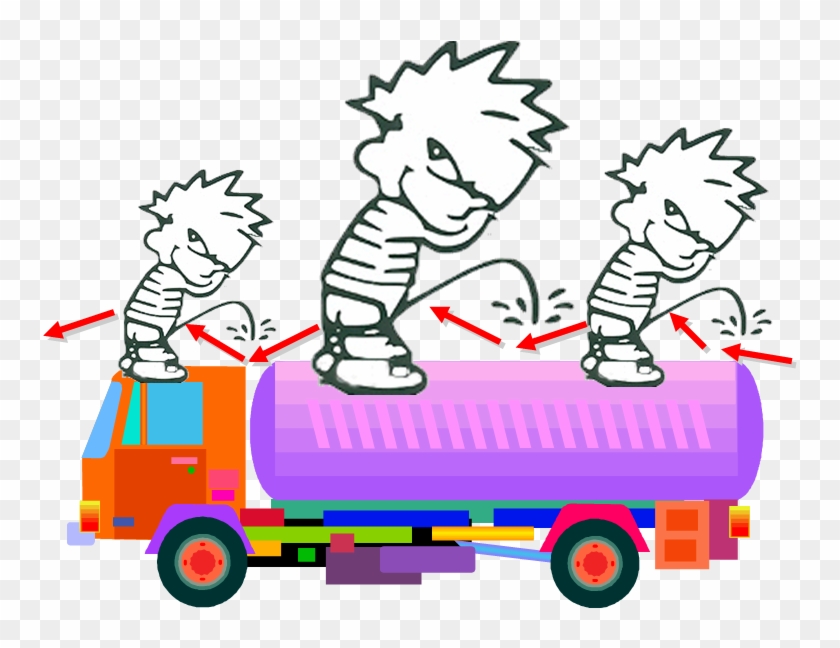 Boys Peeing From Atop Oil Tanker - Frozencpu Calvin Peeing Uv Reactive Applique #589296