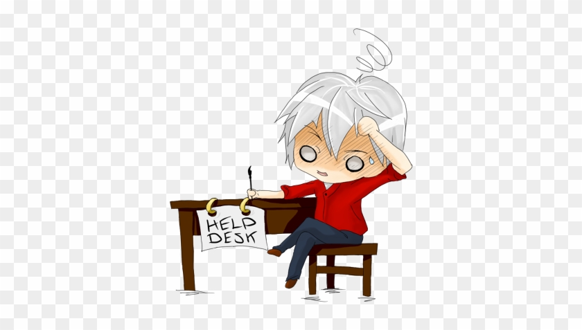 Stalker Help Desk Chibi Resize [drawn By Alex-sap] - Chibi Sitting At Desk #592284