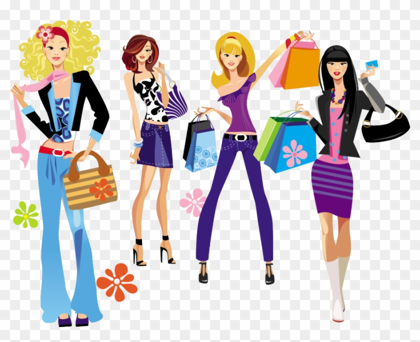 Cartoon Girls, Female Cartoon, Fashion Illustrations, - Fashion Shopping Girl Vector #604653