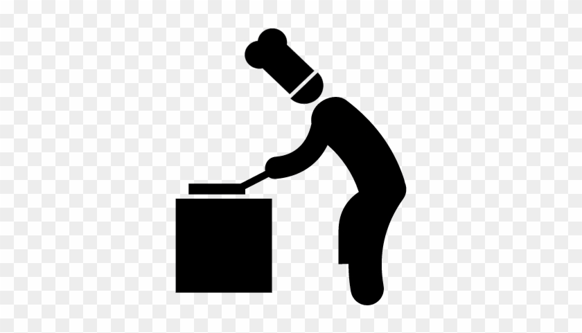 Chef Cooking With Frying Pan Vector - Chef Icono #605655