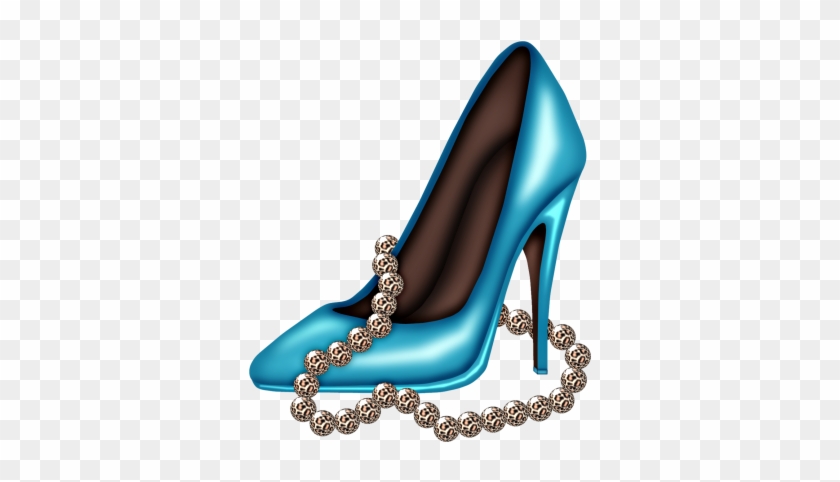 Tacon Azul Con Perlas - Zapatilla Azul Dibujo Png #605823