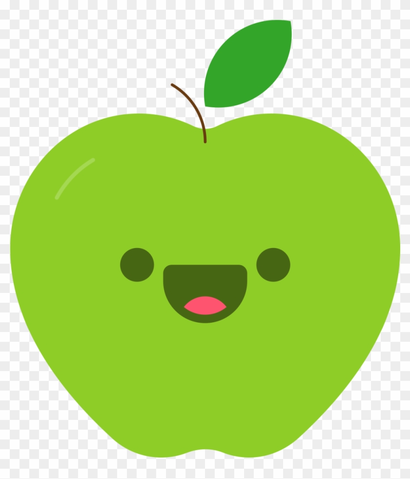 Green Cartoon Smiley Apple - Green Apple Cartoon #614485