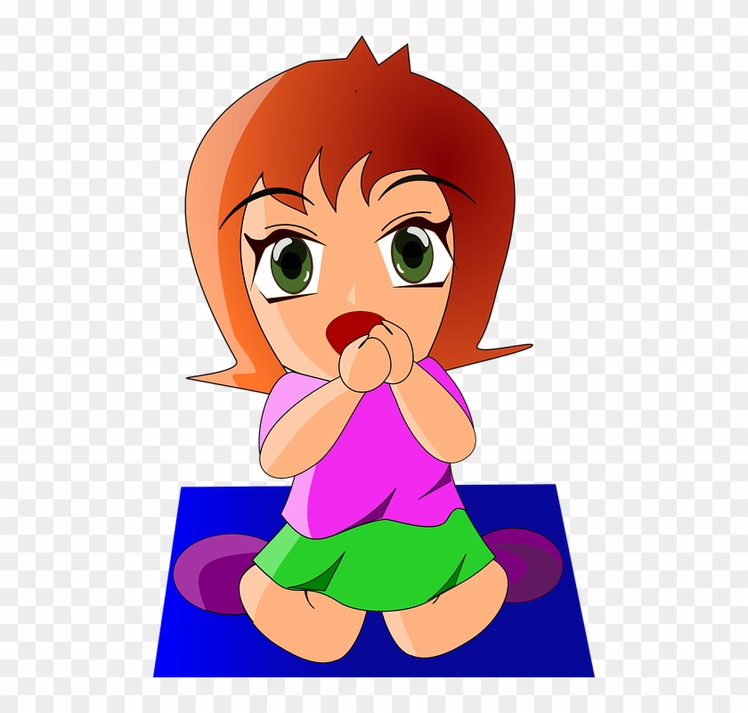 Happy Chibi Clip Art Free Vector / 4vector Chibi Clipart - Przestraszona Dziewczynka Rysunek #614785