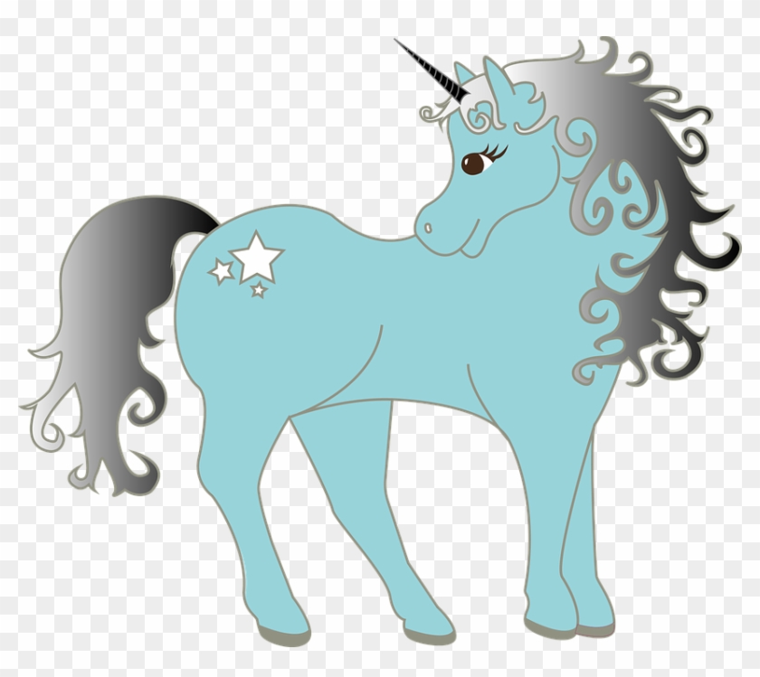 Unicorn, Blue, Silver, Cyan, Girl, Fairy Tales, Pony - Drawing Pad: Blue Flowers Unicorn Sketch Book, Extra #619322