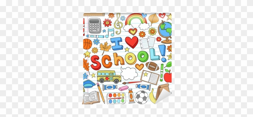 I Love School Back To School Supplies Doodle Vector - Teknoloji Tasarım Defter Süsleri #622661