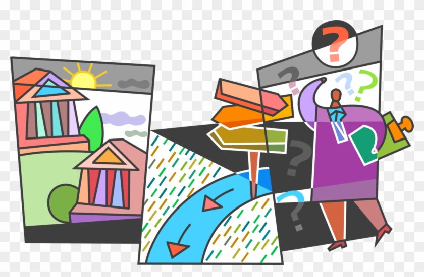 Vector Illustration Of Business Faces Crossroads Road - Vector Illustration Of Business Faces Crossroads Road #623136