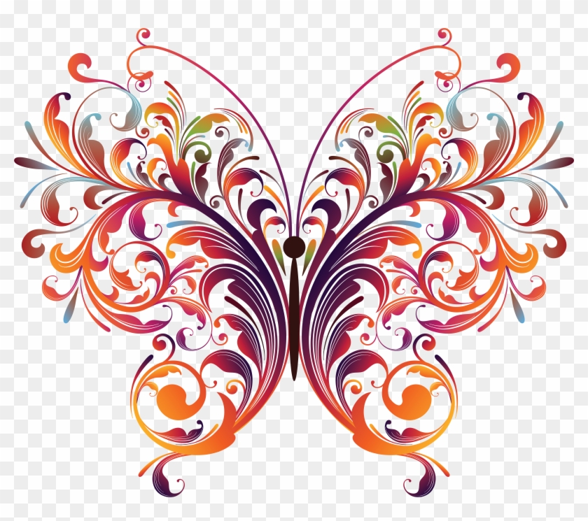 Download - Vector Graphic Flower And Butterfly #624540