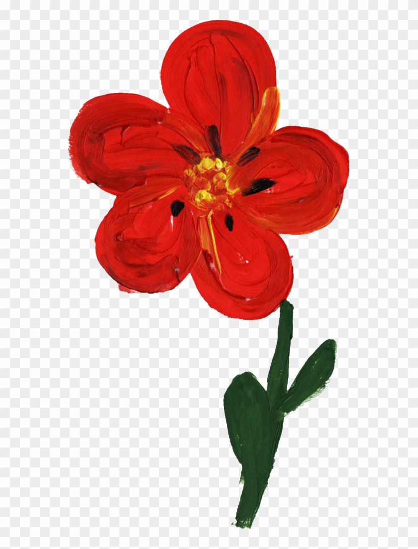 1002 × 1322 Px - Red Flower Painting Simple #625183