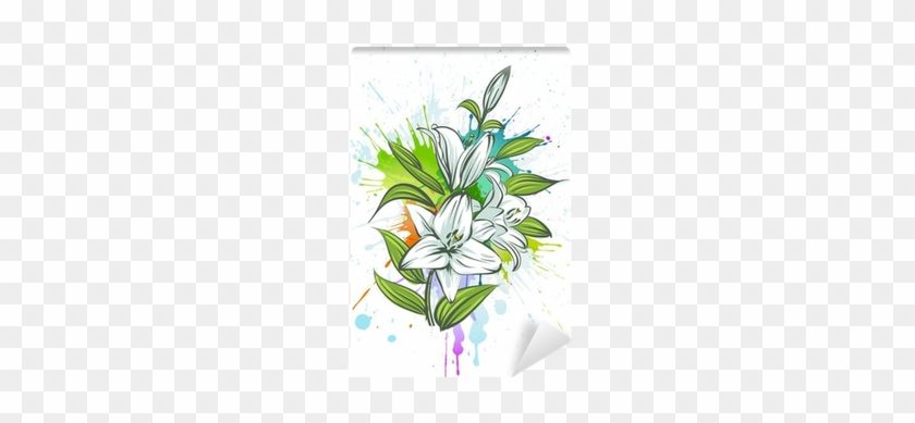 Lily Flower On A Grunge Background Wall Mural • Pixers® - Grunge #625514