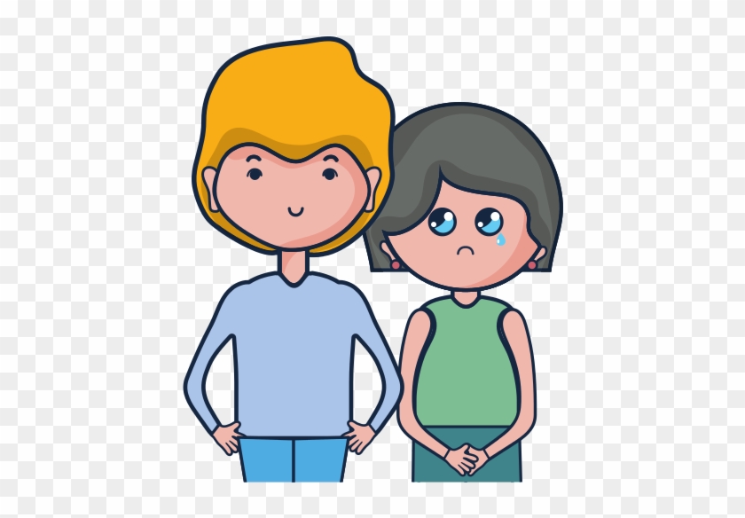 Woman Crying With A Man Vector Character Illustration - Design #626642