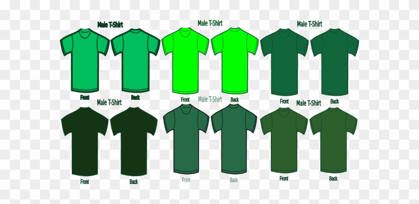 Six Green T Shirts Clip Art At Clkercom Vector Online - Dark Green Plain Shirt Front And Back #633309