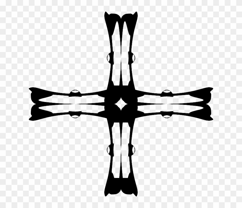 Cross, Church, Silhouette - Ornamen Salib Hitam Putih #115488