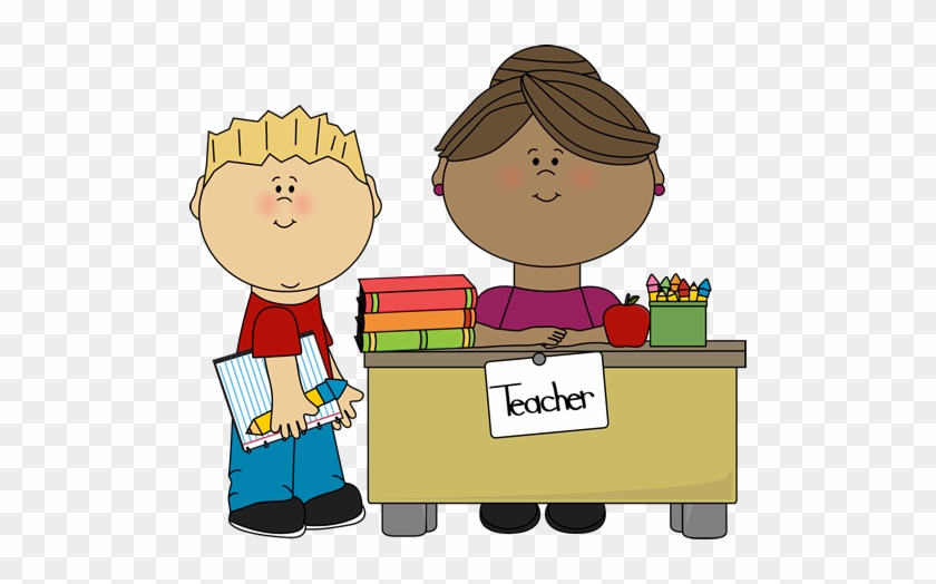 Teacher Desk Clipart - Teacher Helper Clipart #636341
