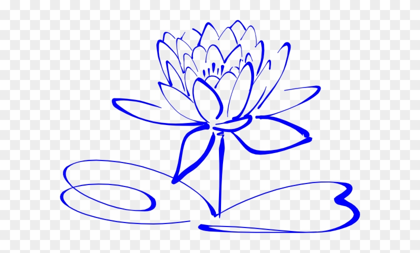 Lotus Outline Blue Clip Art - Drawing Black And White Flower Clip Art #638484