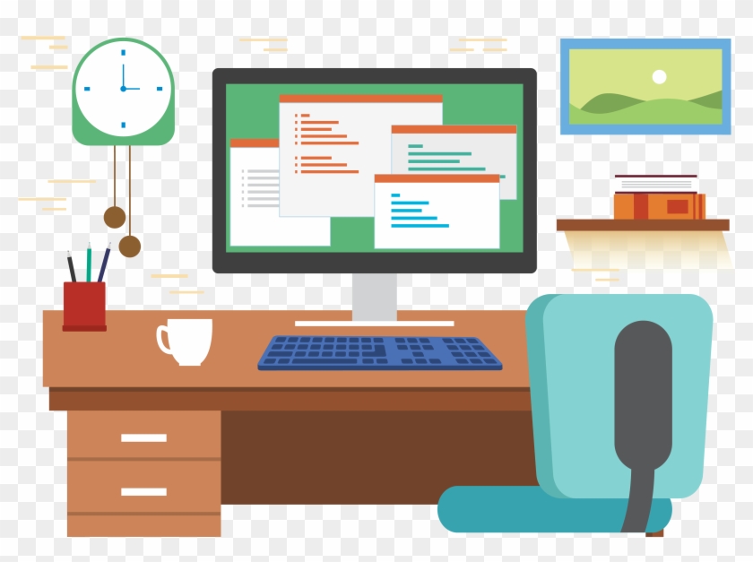 Desk Office Graphic Design - Office Desk Cartoon Png #648104