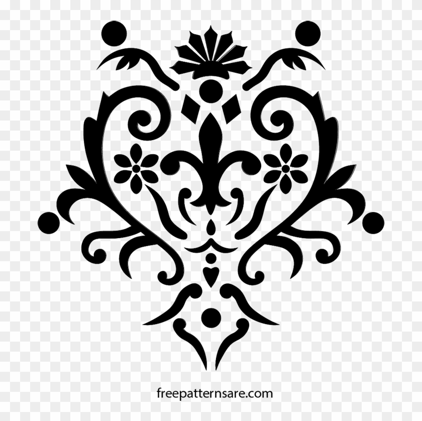 Is A Beautiful Example Of Modern And Printable Damask - Decorative Stencil Png #648902